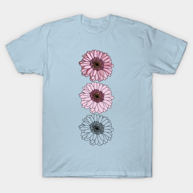 Floral Art Three Gerberas Column T-Shirt by ellenhenryart